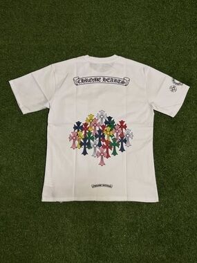 White With Rainbow Crosses Chrome Tee